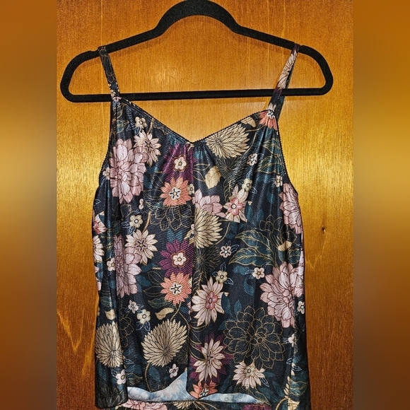 Boho Chic Floral Blouson Top w/ Matching Cami Size PL NWOT - Picture 7 of 7